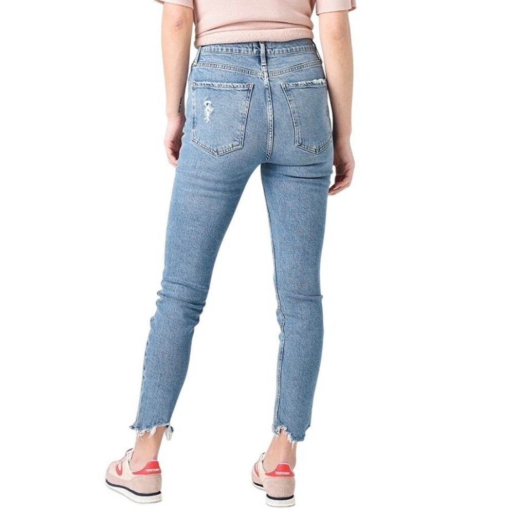 AGOLDE Nico High Rise Straight Leg Jeans Light Wash Distressed Raw Hem Size 25 - Picture 2 of 16